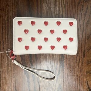 Betsey Johnson White and Red Heart Wristlet